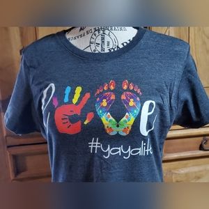 Port & company vinyl printed tshirt saying "love #yayalife". Size medium.